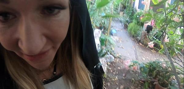  [Mrs Nelson] Stunning blonde nun rides a thick cock in the church garden